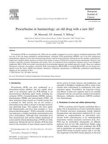 Procarbazine in haematology: an old drug with a new life?