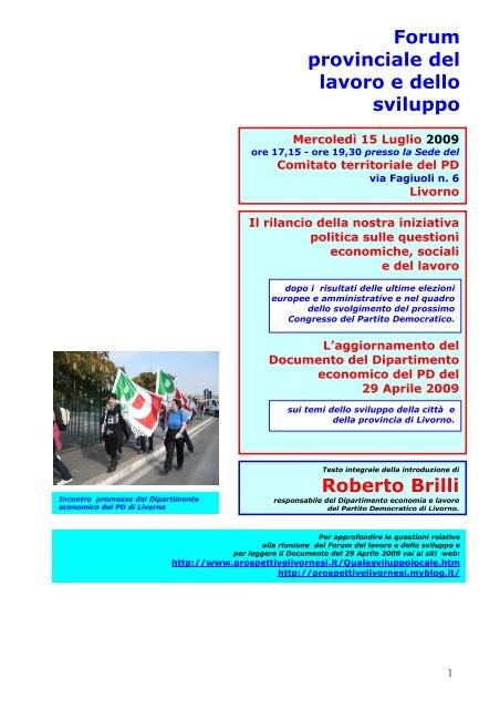 Roberto Brilli Forum provinciale del lavoro e dello sviluppo