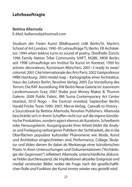 Vorlesungsverzeichnis SS 2013 - Institut fÃ¼r Kunst im Kontext