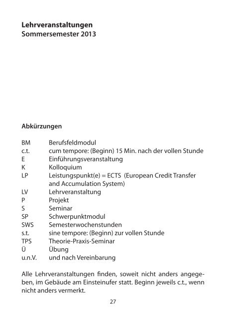 Vorlesungsverzeichnis SS 2013 - Institut fÃ¼r Kunst im Kontext