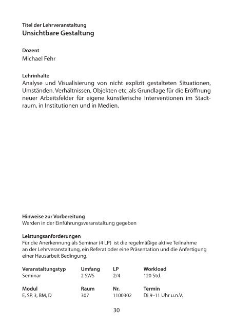 Vorlesungsverzeichnis SS 2013 - Institut fÃ¼r Kunst im Kontext