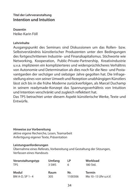 Vorlesungsverzeichnis SS 2013 - Institut fÃ¼r Kunst im Kontext