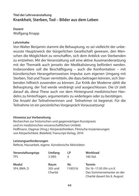 Vorlesungsverzeichnis SS 2013 - Institut fÃ¼r Kunst im Kontext