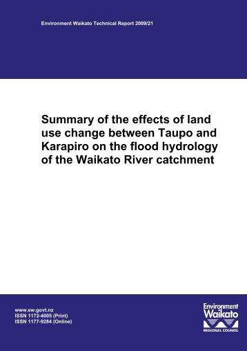 Summary of the effects of land use change between Taupo and ...