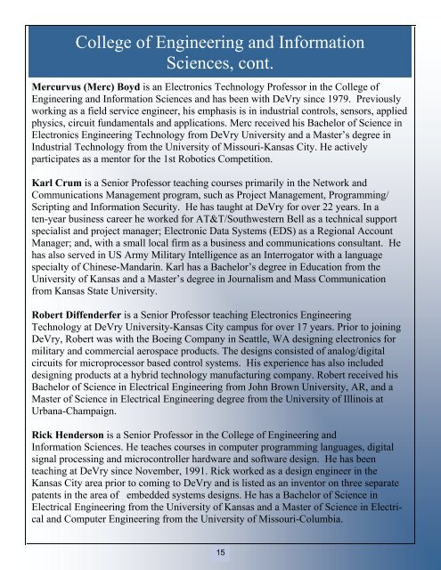 Registration Catalog (PDF) - DeVry - Kansas City - DeVry University