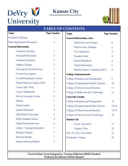 Registration Catalog (PDF) - DeVry - Kansas City - DeVry University