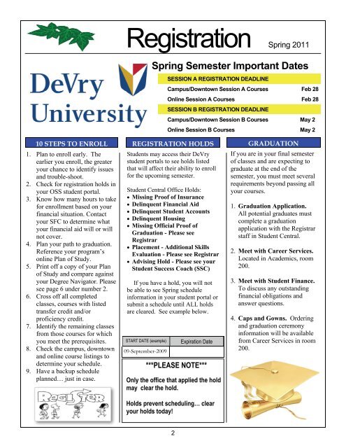 Registration Catalog (PDF) - DeVry - Kansas City - DeVry University