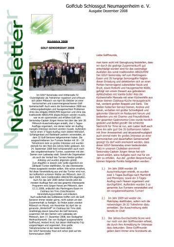 Newsletter 2008 12 - Golfclub Schlossgut Neumagenheim eV