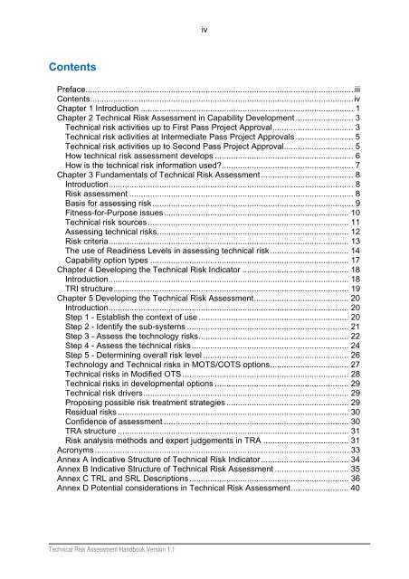 Technical Risk Assessment Handbook - Defence Science and ...