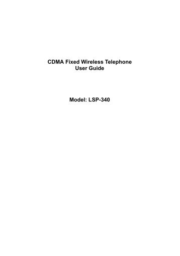 CDMA Fixed Wireless Telephone User Guide Model ... - LG Mobiles