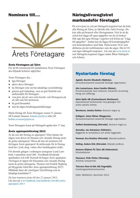 NÃ¤ringslivet pÃ¥ TjÃ¶rn 2013-1.pdf - TjÃ¶rns kommun