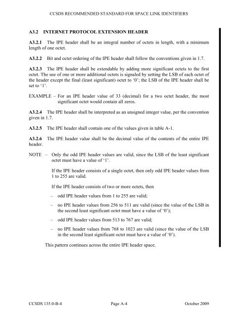 Space Link Identifiers - CCSDS