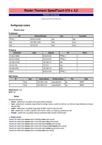 Router Thomson SpeedTouch 510 v. 4.2 - Informatyka