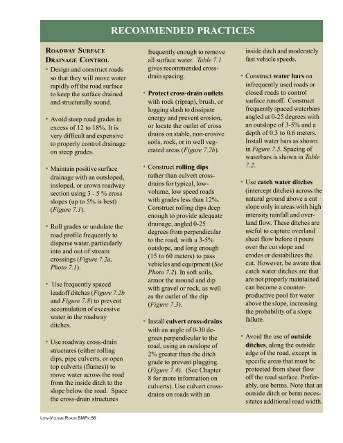 Chapter 7 Drainage of Low-Volume Roads