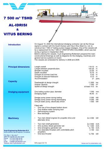 TSHD AL Idrisi and Vitus Bering 7500 m3 - Vuyk Engineering ...