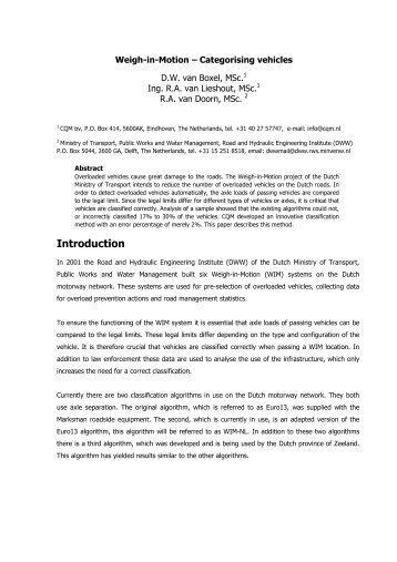 Weigh-in-Motion â Categorising vehicles - Cqm