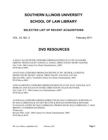 DVD RESOURCES - Southern Illinois University School of Law