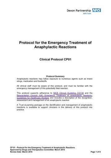 CP01 Emergency Treatment of Anaphylactic Reactions - Devon ...