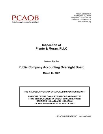 PCAOB Inspection Report of Plante & Moran, PLLC - Public ...