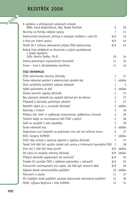 rejstÅÃ­k 2008 - ÄeskÃ¡ sprÃ¡va sociÃ¡lnÃ­ho zabezpeÄenÃ­