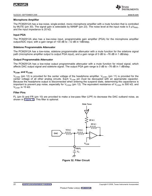 Audio Codec with USB Interface, Mono ... - Texas Instruments