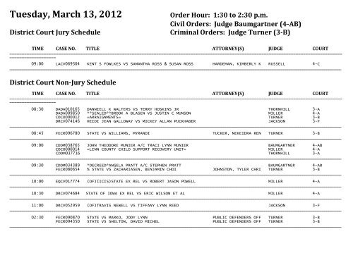 District Court Jury Schedule Criminal Orders - Linn County Bar ...