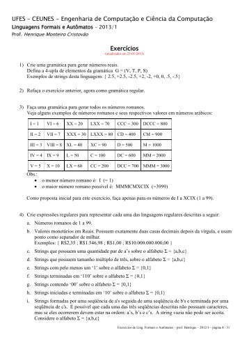 Lista de exercÃ­cios completa - CEUNES