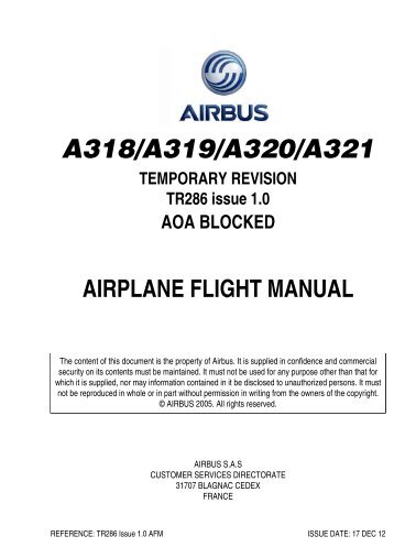 Airbus AFM A320 TR286 âAOA Blockedâ