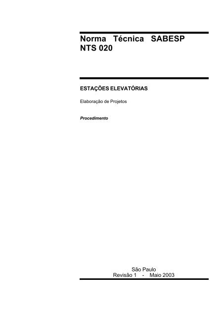 Norma TÃ©cnica SABESP NTS 020