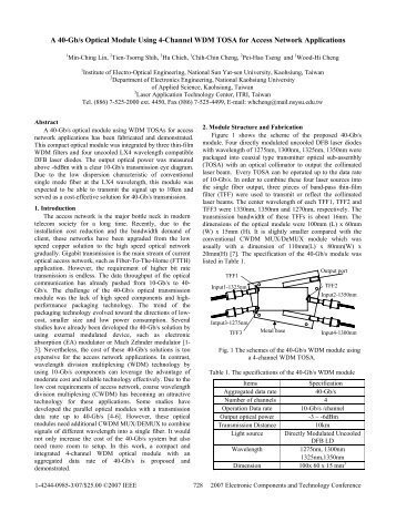 A 40 Gb/s Optical Module Using 4Channel WDM TOSA for Access ...