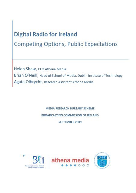 Digital Radio for Ireland: Competing Options, Public Expectations - BCI