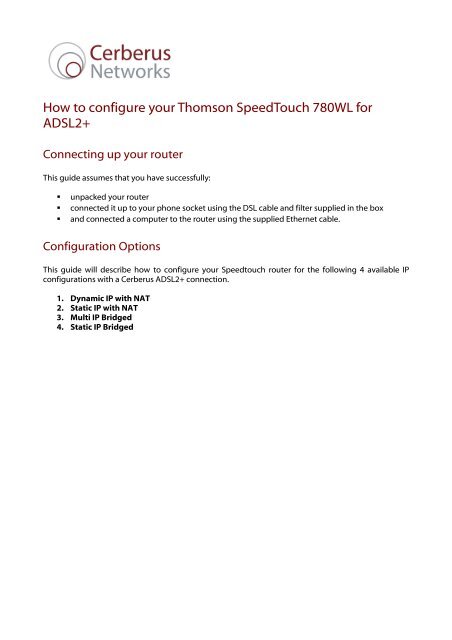 How to configure your Thomson SpeedTouch 780WL for ADSL2+