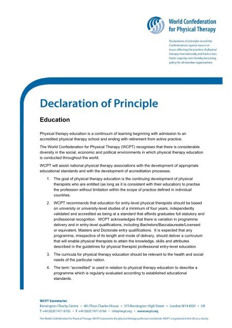 Education - World Confederation for Physical Therapy