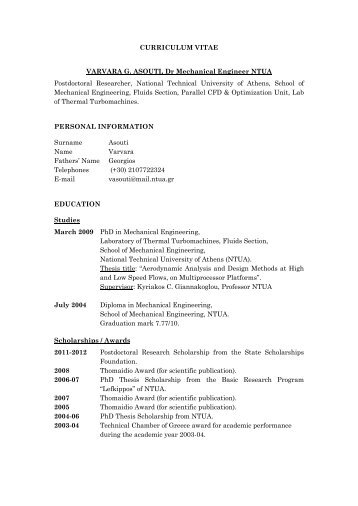 CURRICULUM VITAE VARVARA G. ASOUTI, Dr Mechanical ...