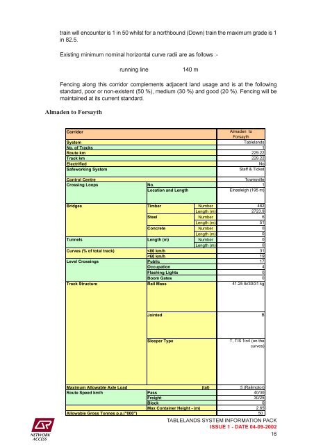 Tablelands Information Pack - Issue 1 - 04 Sep ... - Queensland Rail