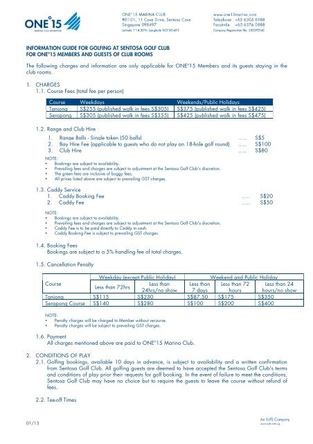 SGC Golf Booking Request Form and Info Guide - ONE°15 Marina ...