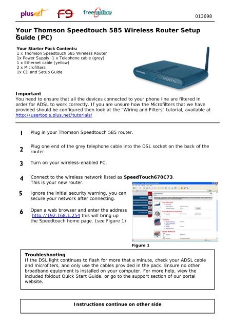 Printable setup guide - Plusnet