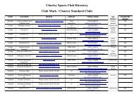 Chorley Sports Club Directory Club Mark / Charter Standard Clubs