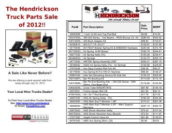 The Hendrickson Truck Parts Sale of 2012!! - Hino Trucks