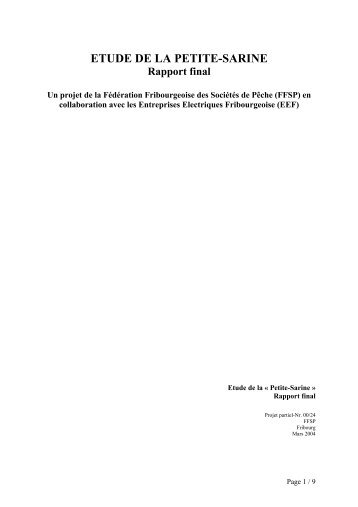 ETUDE DE LA PETITE-SARINE Rapport final - Fischnetz