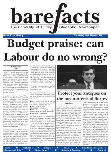 Issue 933 - 19th March 1998 - University of Surrey's Student Union