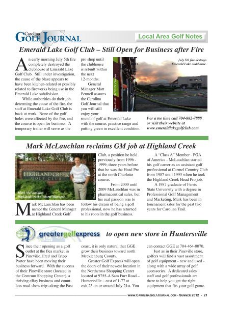 KDUORWWH·V )LUVW - Carolina Golf Journal