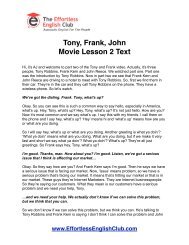 Tony, Frank, John Movie Lesson 2 Text - Effortless English