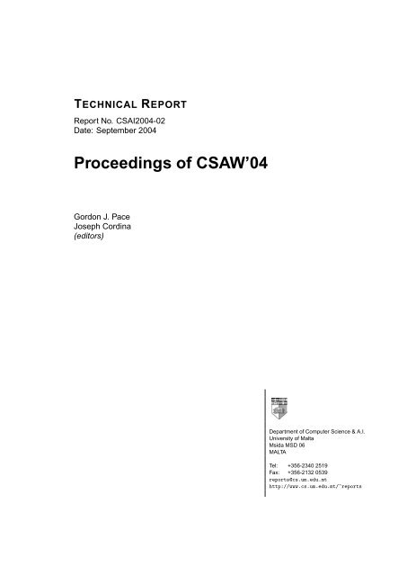 Proceedings of CSAW'04 - FTP Directory Listing - University of Malta