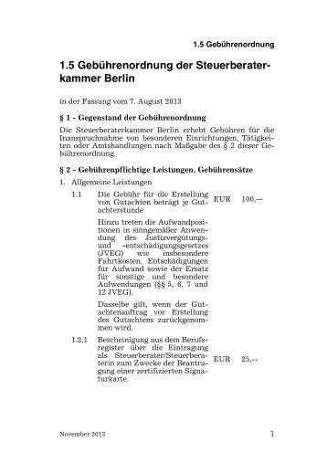 GebÃ¼hrenordnung - Steuerberaterkammer Berlin