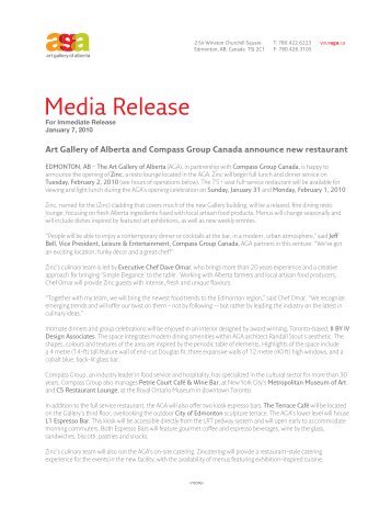 Media Release - Art Gallery of Alberta