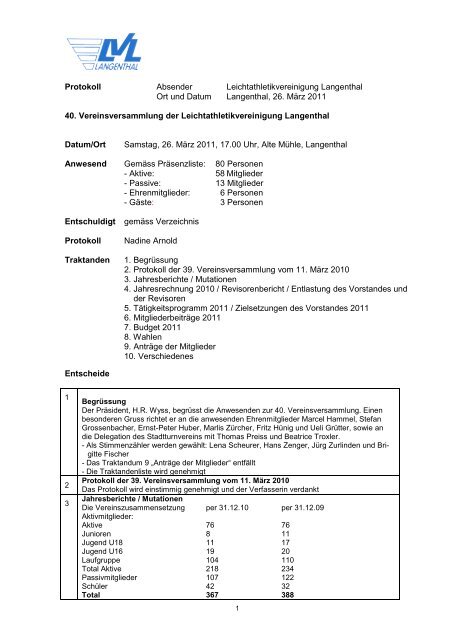 Protokoll LVL-Vereinsversammlung 2011 - Leichtathletikvereinigung ...