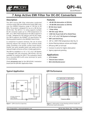 Picor's QPI-4L, 7 Amp Active EMI Filter for DC-DC Converters ...