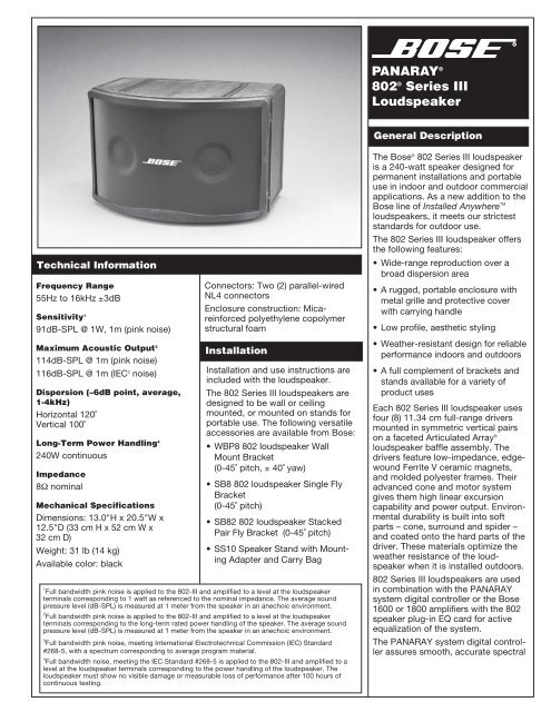 bose 802 specs