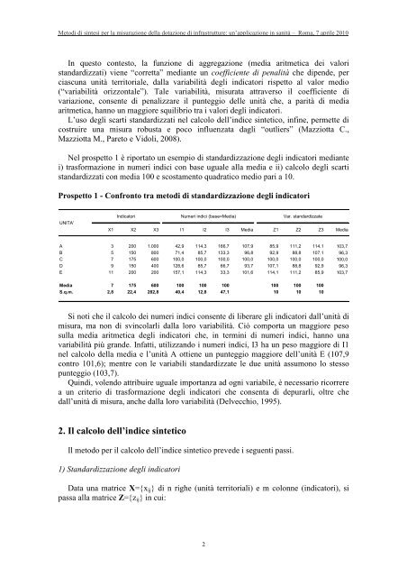 Il metodo per la sintesi degli indicatori - Istat.it